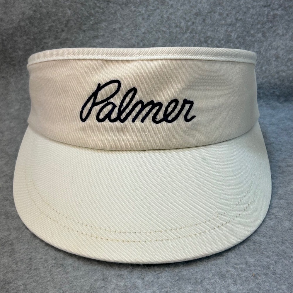 Palmer Script Unisex Cream Duckster Golf Visor Adjustable Vintage USA OSFM